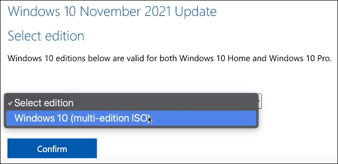 select Windows 10 (multi-edition ISO)