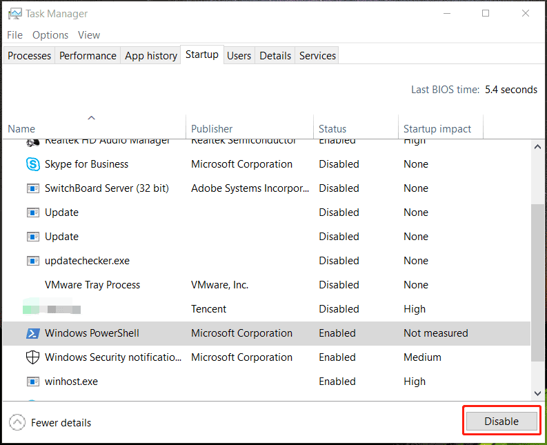 disable Windows PowerShell in Task Manager