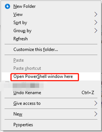 hit Open PowerShell window here