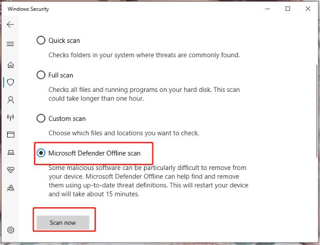 perform an offline scan