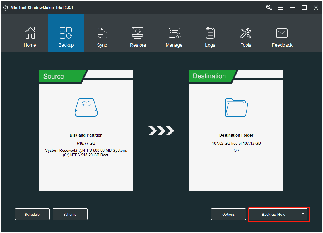 MiniTool ShadowMaker system backup