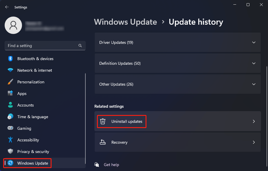 uninstall a Windows 11 cumulative update