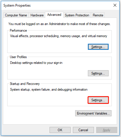 select the Settings button