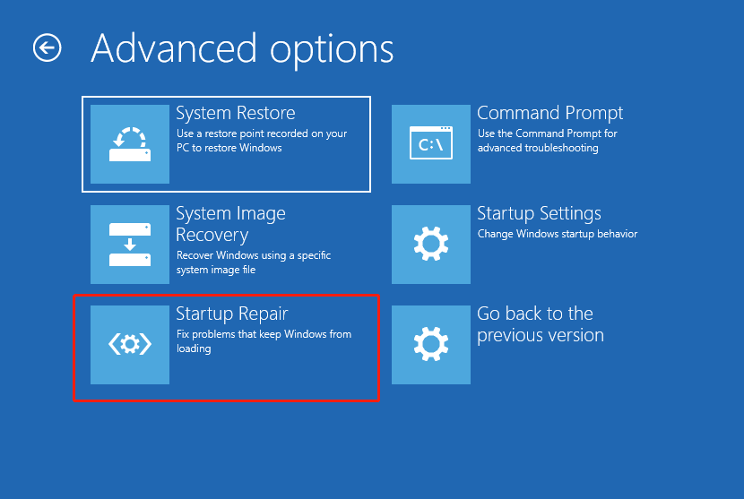 startup repair Windows 10