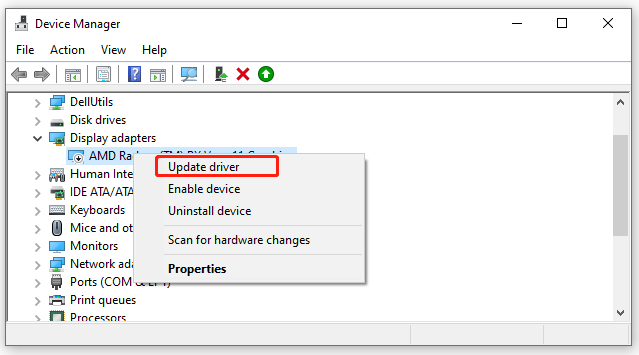 select Update driver