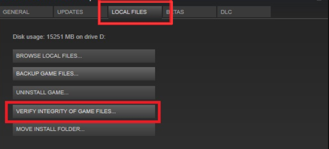 click Verify Integrity of Game Files