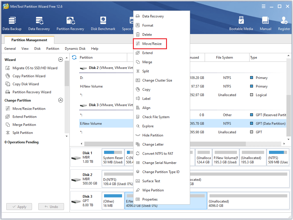 select Move/Resize