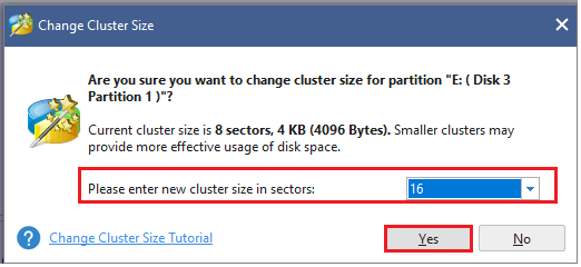 change cluster size