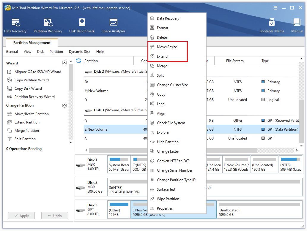 extend the partition