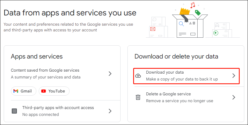 click Download your data