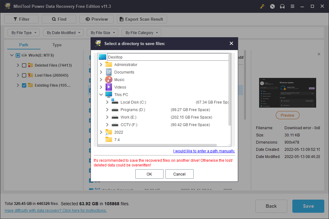 select a directory to save files