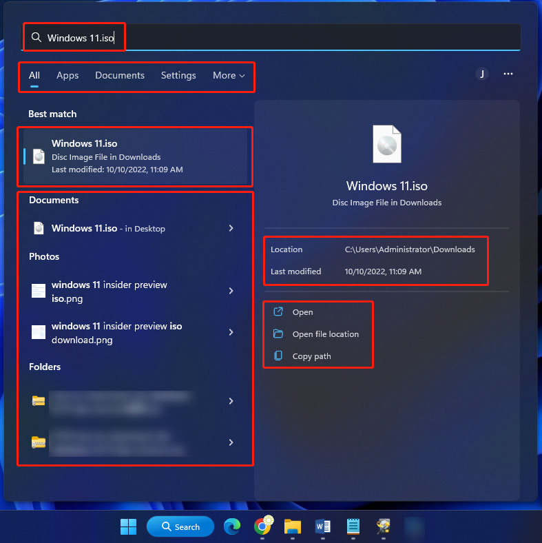 search for files on Windows 11