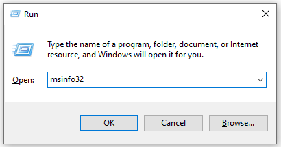 type msinfo32 in the Run box