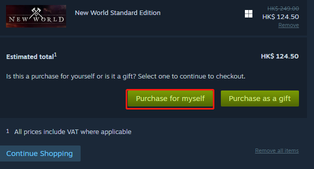 select the Purchase option on Steam