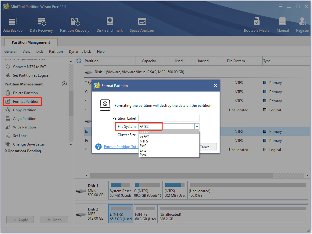 format the USB flash drive to FAT32