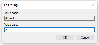 set the Value data to 2