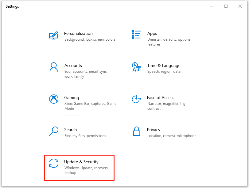 choose Update & Security