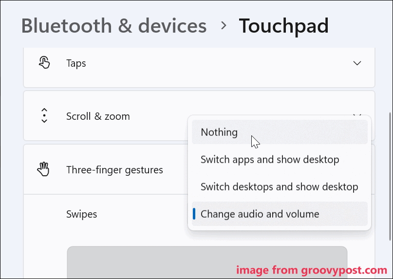 disable trackpad gestures Windows 11