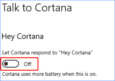 disable Hey Cortana