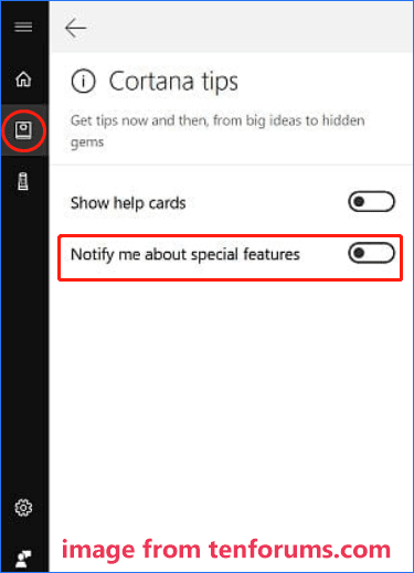 disable Cortana tips