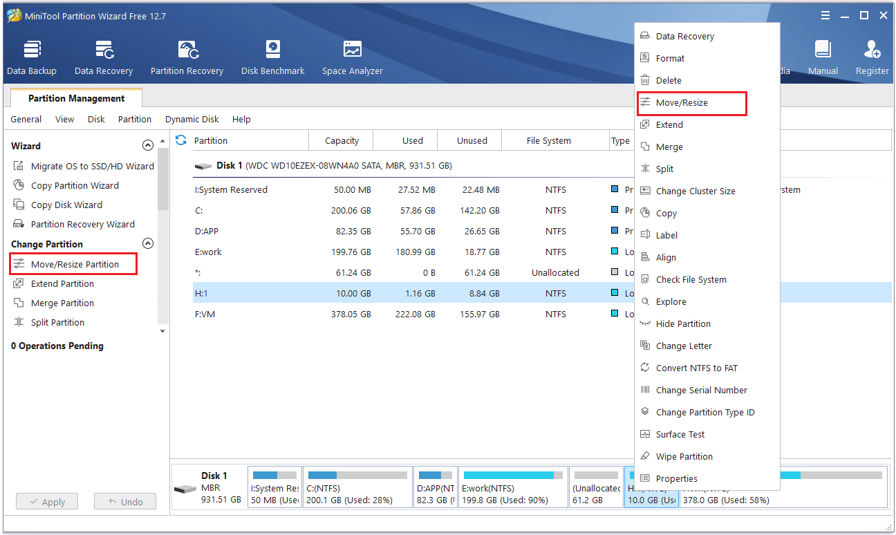 select Move/Resize