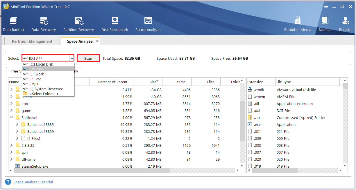 choose one hard drive to scan