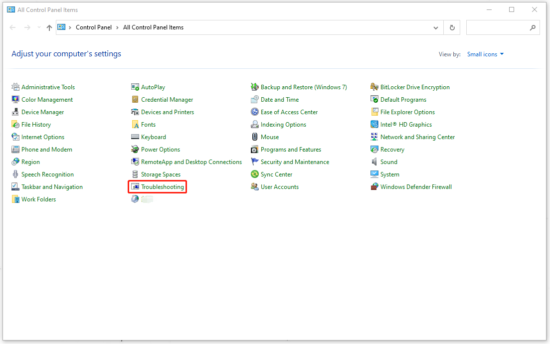 choose Troubleshooting