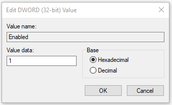 set Value data as 1