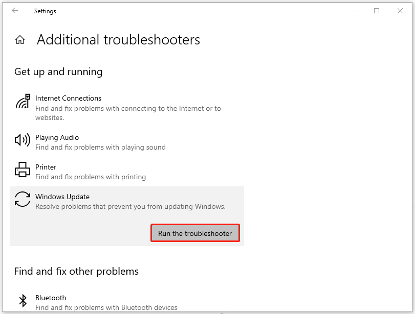 click Run the troubleshooter