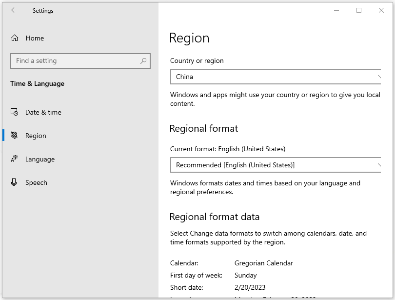 change your region settings
