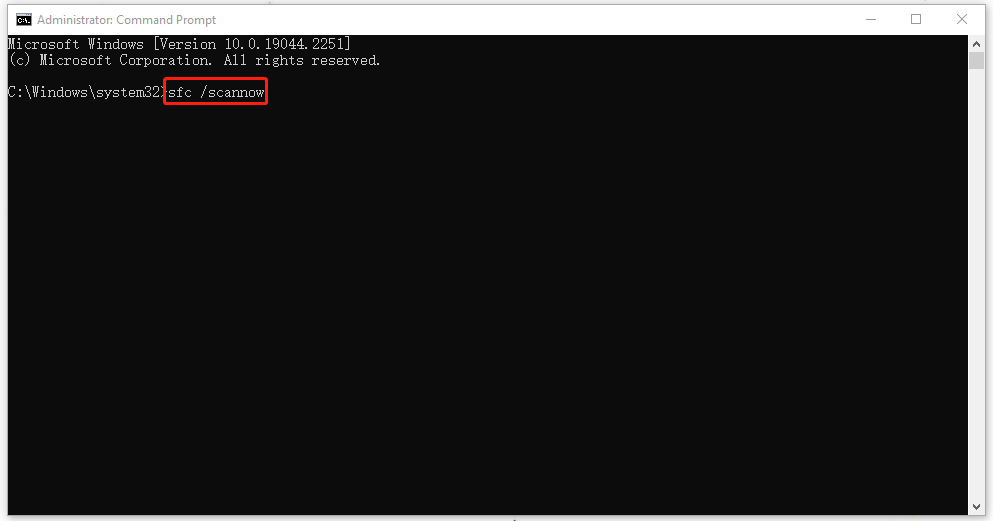 input the command