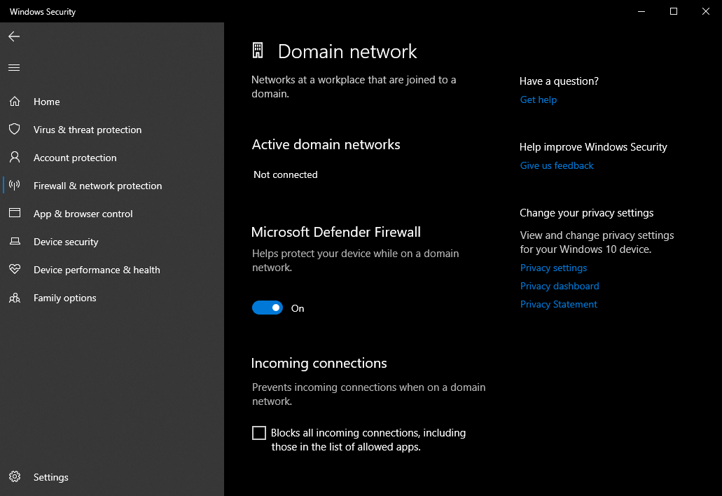 turn on or off Microsoft Defender Firewall