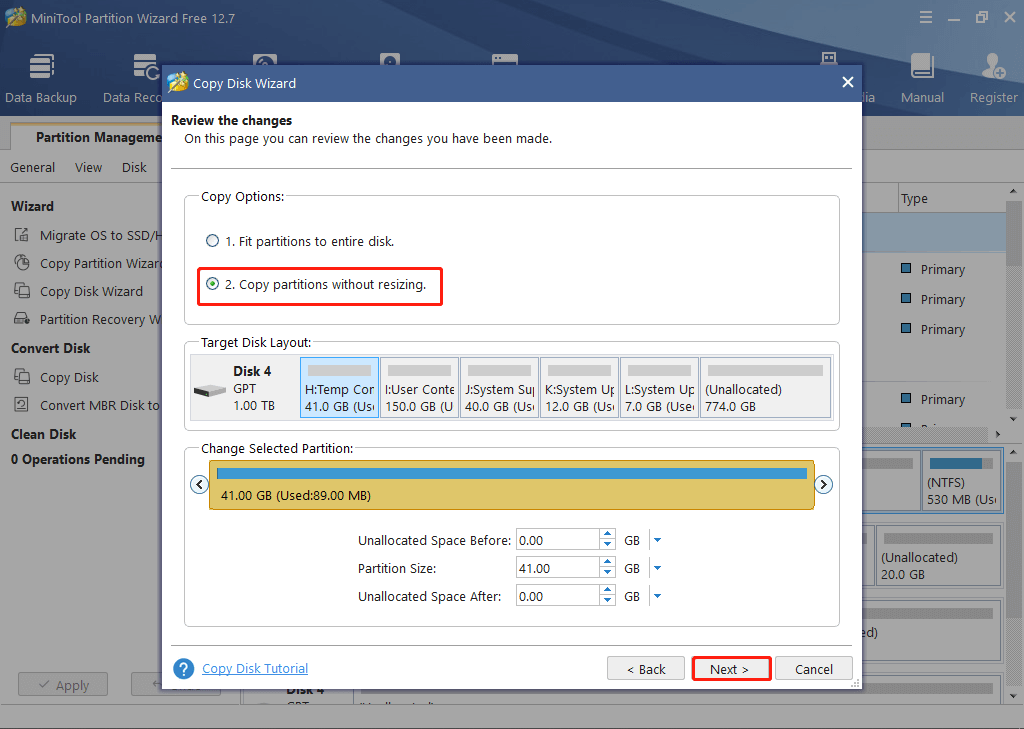 Select one copy method