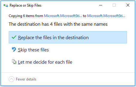 replace or skip files 