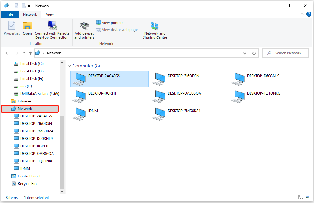 double-click the network drive you want to back up