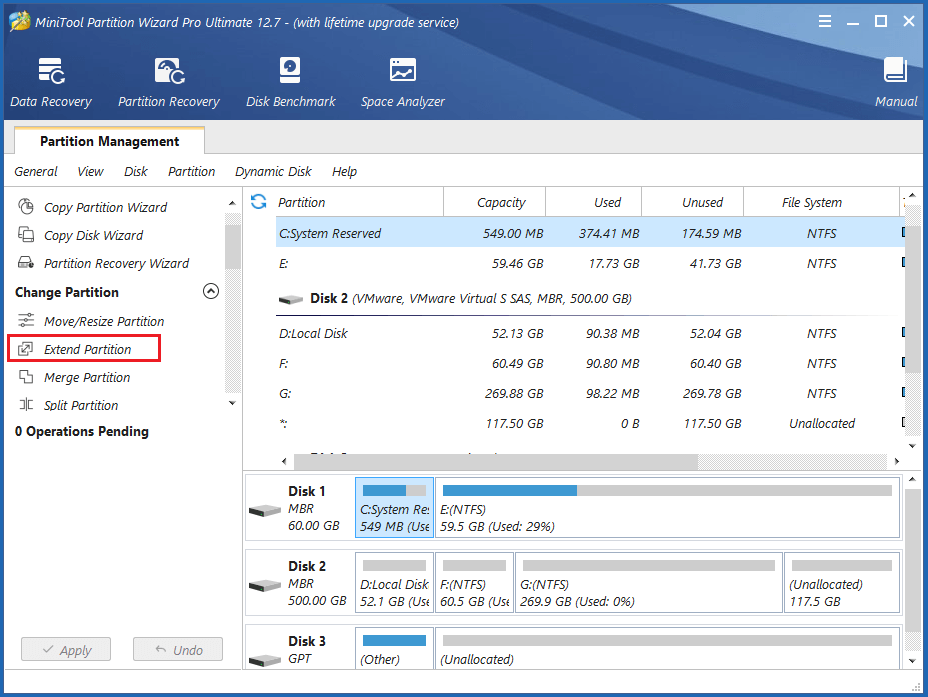 select Extend Partition