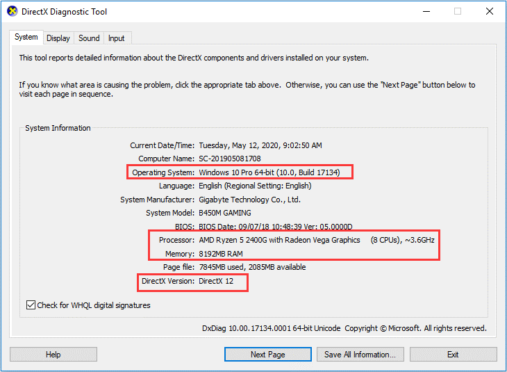 check System information