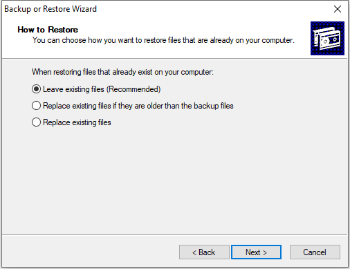 choose how to restore files