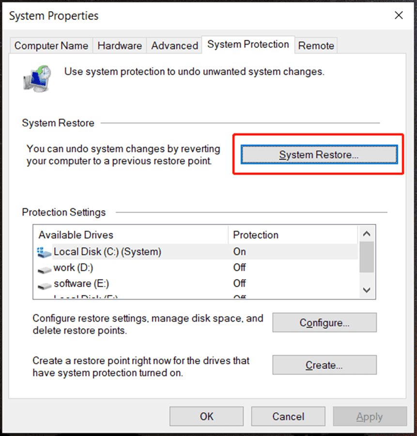 click System Restore…