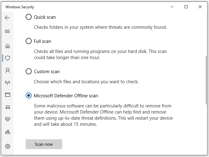 perform an offline scan