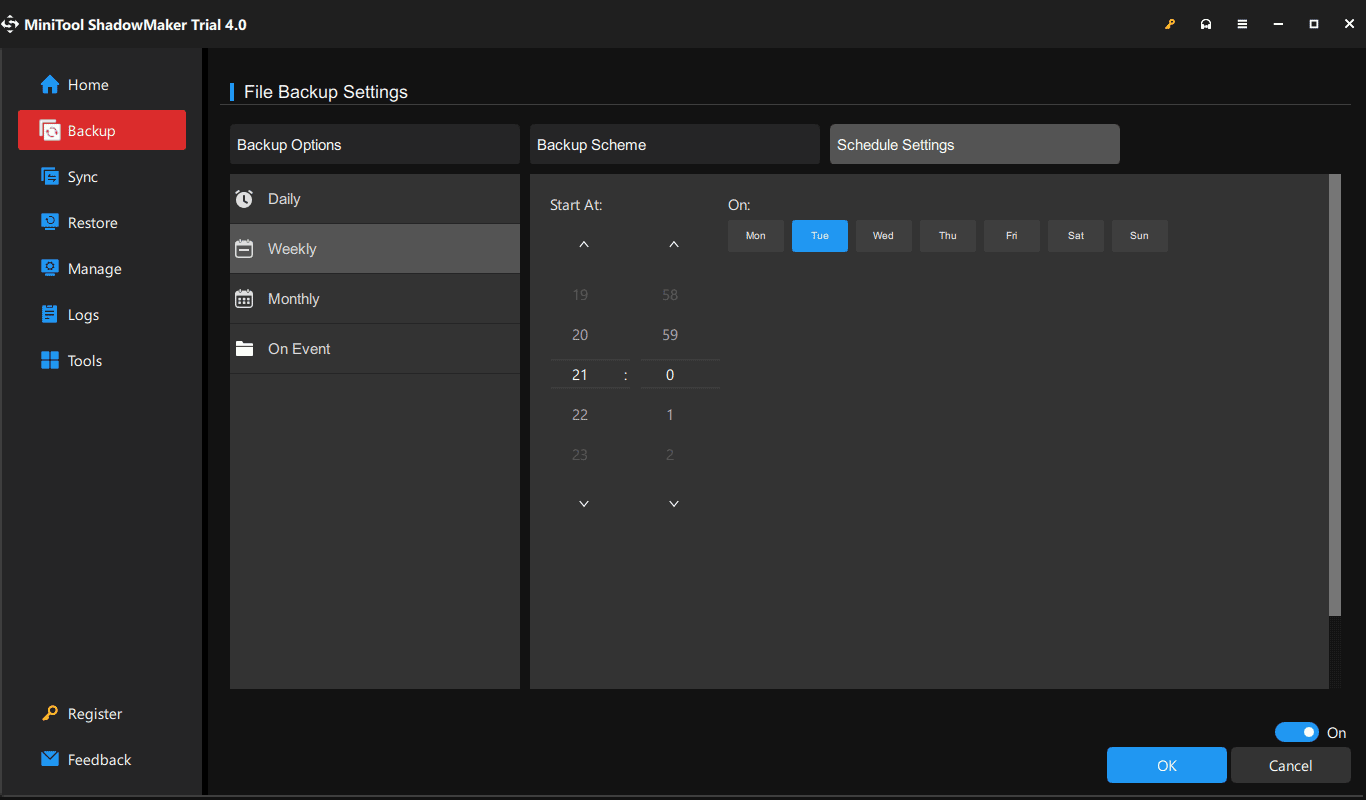 MiniTool ShadowMaker scheduled backup