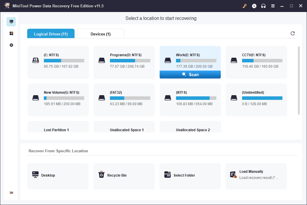 select the target SSD to scan