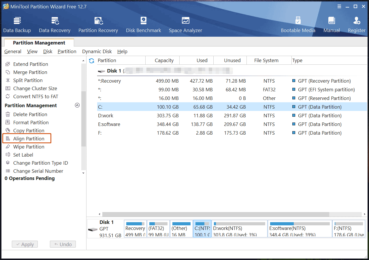 align partition MiniTool Partition Wizard
