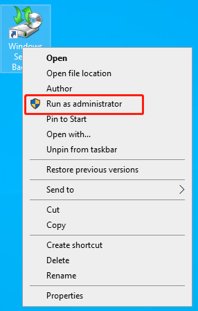 run Windows Server Backup as administrator