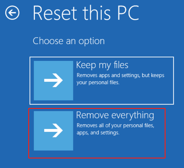 reset PC in WinRE