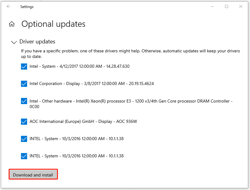 choose Download and install
