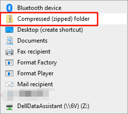 choose the Compressed (zipped) folder option