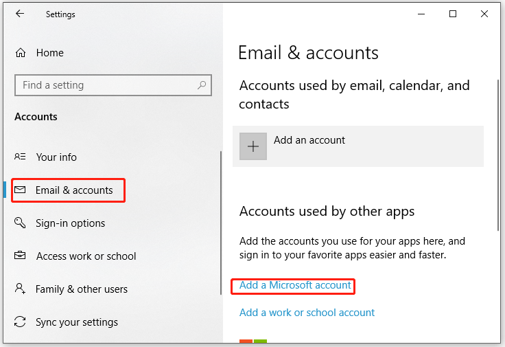 hit Add a Microsoft account
