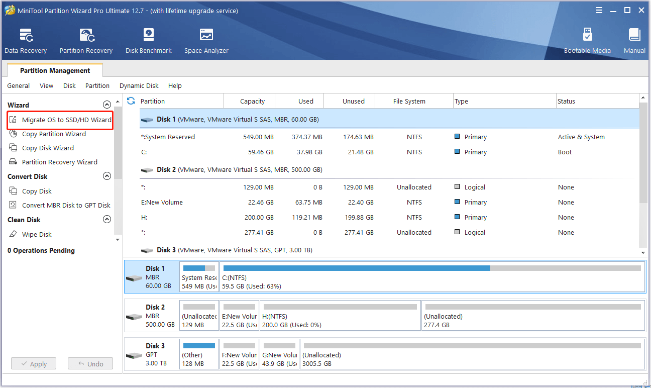 click Migrate OS to SSD/HD Wizard