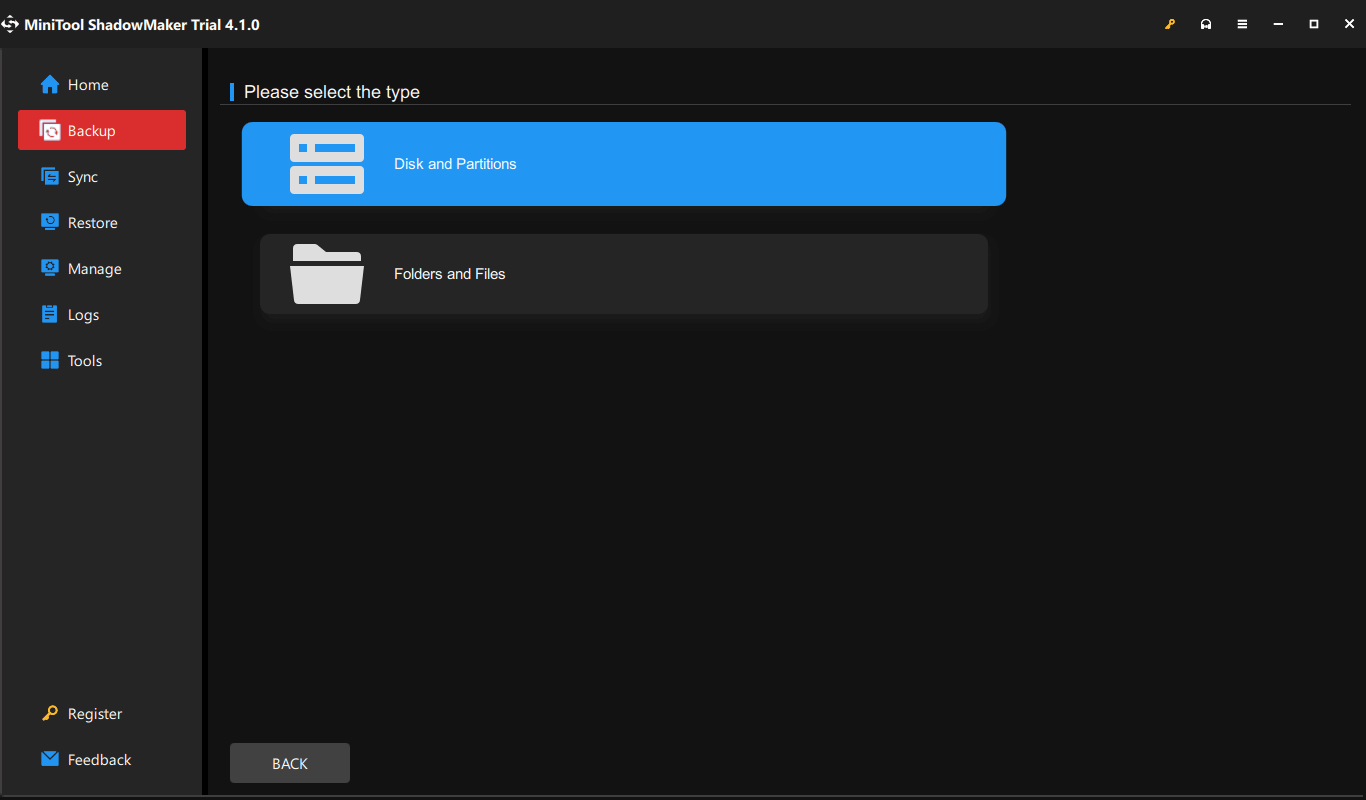disks and partitions to choose